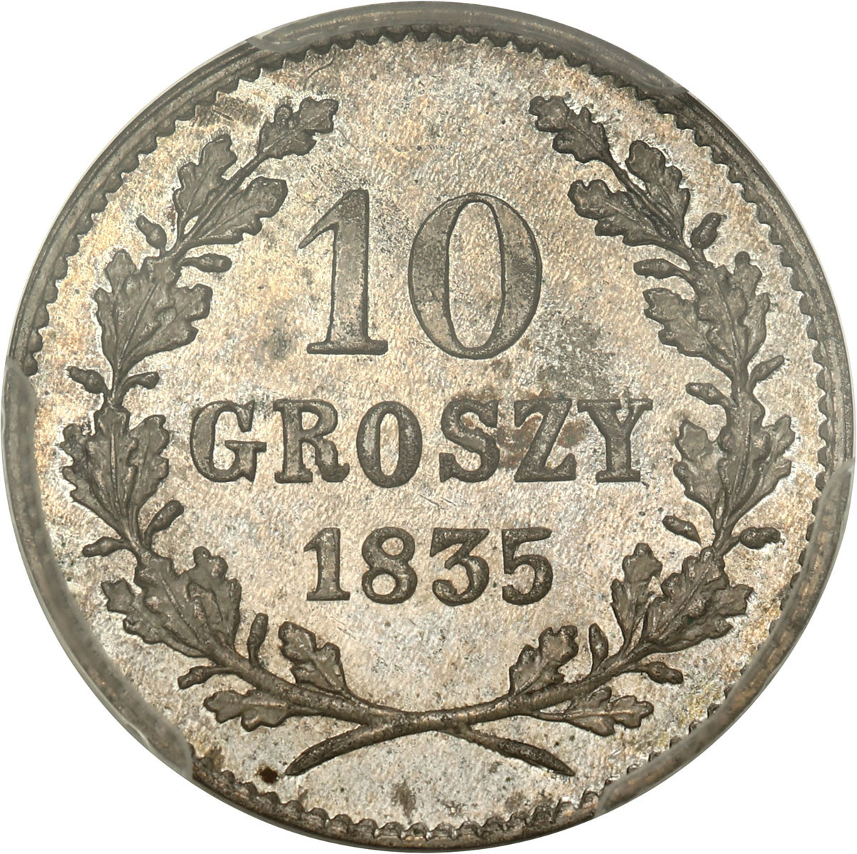 Wolne Miasto Kraków. 10 groszy 1835, Kraków PCGS MS64 (2 MAX) WYŚMIENITE